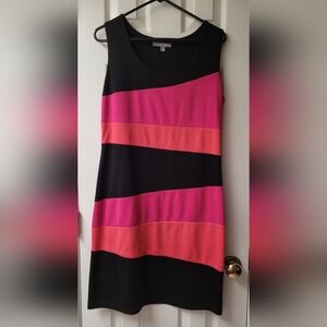 NY Collection Black and Pink Cotton Dress